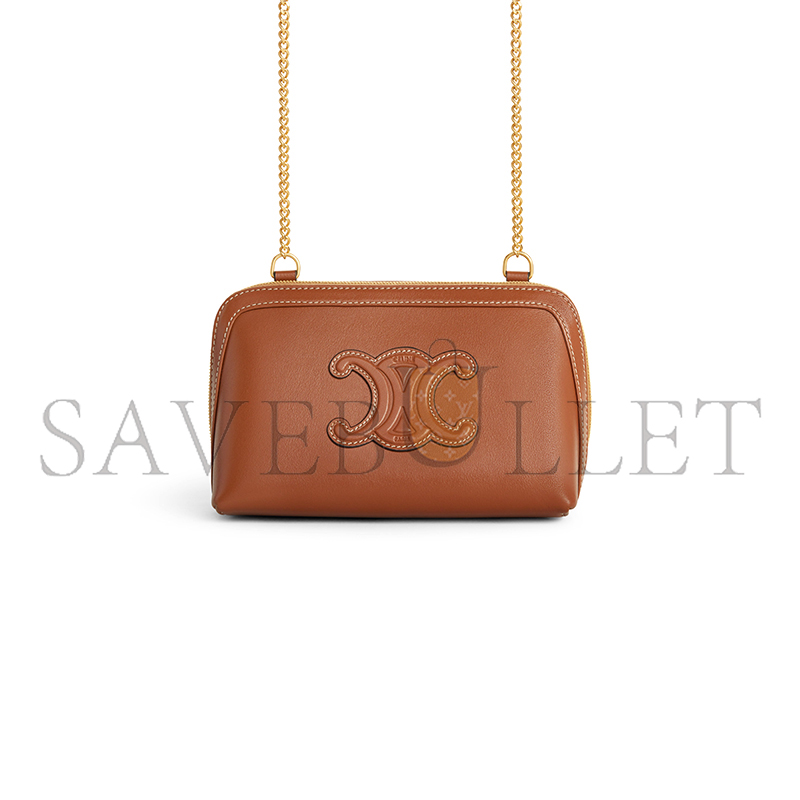 CELINE CLUTCH ON CHAIN CUIR TRIOMPHE IN SMOOTH CALFSKIN 10E383DR8.04LU (16.5*11*8cm)